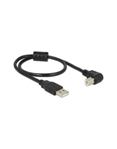 Delock Cable USB2.0 Type-A male to USB2.0 Type-B male angled 0.5m, Black (84809)