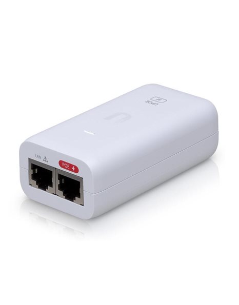Ubiquiti Power Over Ethernet Injector, 48VDC, 0.32A, Gigabit Port, White, (U-POE-AF)