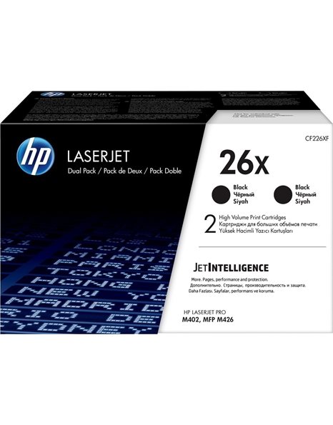 HP Cartridge LaserJet Toner No 26X, Dual Pack, 2x 9000 Pages, Black (CF226XD)