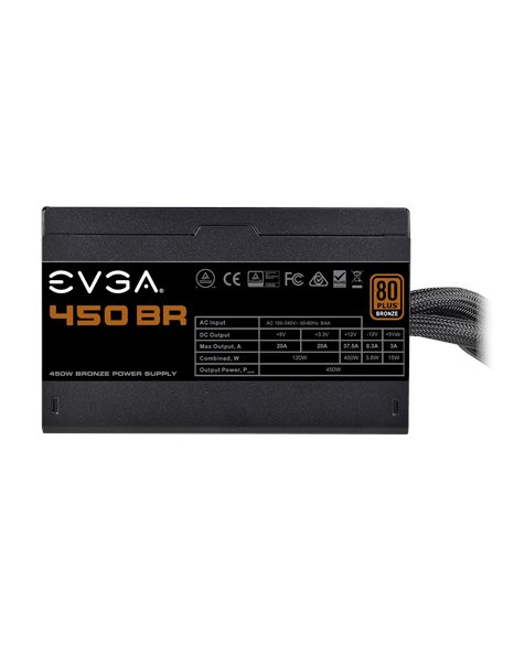 EVGA Supernova 450 BR Power Supply 450W 80+ Bronze, 120mm Fan, Black (100-BR-0450-K2)