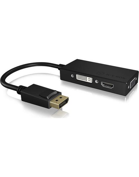 RaidSonic Icy Box 3-in-1 DisplayPort to HDMI/ DVI-D/VGA Adapter, Black (IB-AC1031)