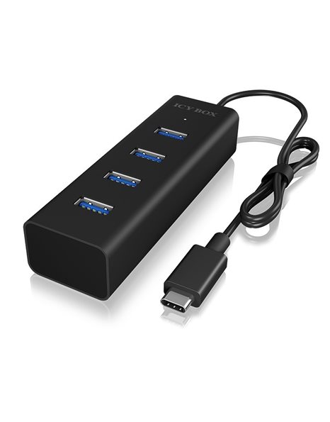 RaidSonic Icy Box Type-C to 4 port USB 3.0 Hub, Black (IB-HUB1409-C3)
