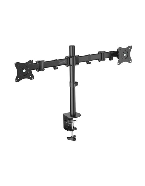 DIGITUS Universal Dual Monitor stand with clamp attachment, Black (DA-90349)