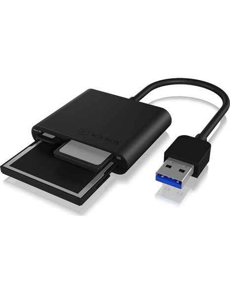 RaidSonic Icy Box IB-CR301-U3 External Card Reader With USB 3.0 And 3x card reader slot, CF, SD, microSD, Black (AMICYCU00000004)