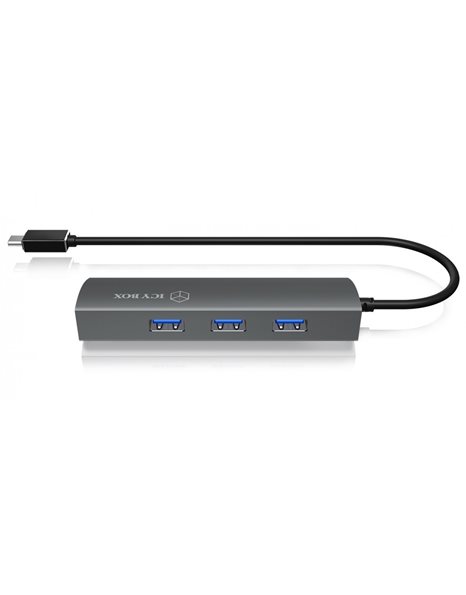 RaidSonic Icy Box 3-Port USB 3.0 Hub + Gigabit-LAN, Gray (IB-HUB1406-C)