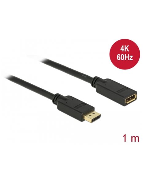Delock Cable DisplayPort 1.2 Male to DisplayPort 1.2 Female 1m, Black (83809)