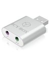 RaidSonic Icy Box USB 2.0 to Microphone and Headphone Adapter, Silver (IB-AC527)