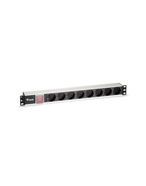 Equip Power Strip 19-Inch (1U) 8-Bay Schuko, Switch, Aluminum Shell, 1.8m Cable, Silver (333293)