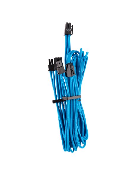 Corsair Premium Individually Sleeved PCIe Cables (Dual Connector) Type 4 Gen 4, (2 Pack) Blue (CP-8920253)