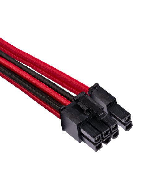 Corsair Premium Individually Sleeved PCIe Cables (Dual Connector) Type 4 Gen 4, (2 Pack) Red/Black (CP-8920254)