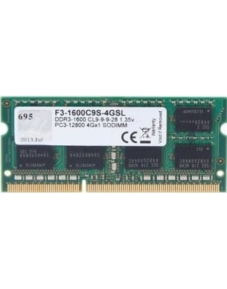 G.Skill  4GB 1600ΜHz SODIMM  DDR3L CL9 1.35V (F3-1600C9S-4GSL)