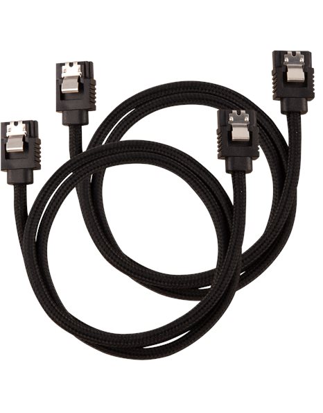 Corsair Premium Sleeved SATA 6Gbps Cable 0.6m, 2-Pack, Black (CC-8900252)