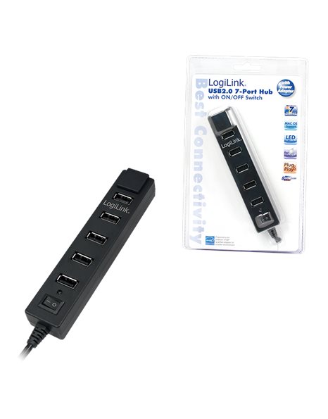 LogiLink USB 2.0 hub, 7-port with On/Off switch (UA0124)