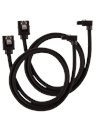 Corsair Premium Sleeved Angled SATA 6Gbps Cable 0.6m, 2-Pack, Black (CC-8900282)