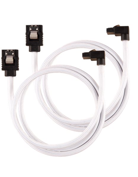 Corsair Premium Sleeved Angled SATA 6Gbps Cable 0.6m, 2-Pack, White (CC-8900283)