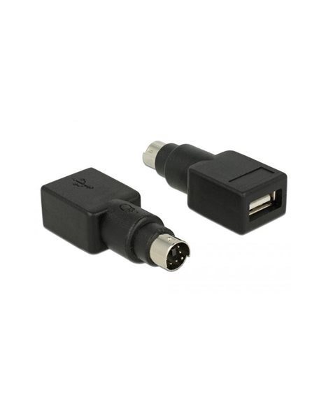 Delock Adapter PS/2 Male To USB Type-A Female, Black (65898)