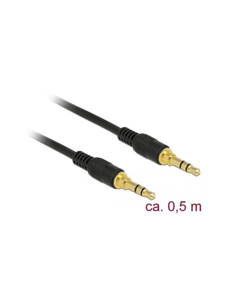 Delock Stereo Jack Cable 3.5mm 3-pin male to male 0.5m Black (85545)
