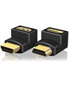 RaidSonic Icy Box HDMI Male to Female 90-degree Angled Adapter, Set of 2 With Different Directions (IB-CB009-1)