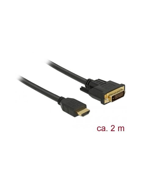 Delock HDMI to DVI 24+1 cable bidirectional 2m, Black (85654)