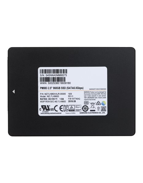 Samsung PM883 960GB SSD, 2.5-Inch, SATA 3, 550MBps (Read)/520MBps (Write)  (MZ7LH960HAJR-00005)