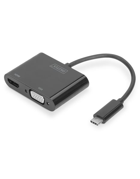 DIGITUS Graphics Adapter USB Type-C To VGA-HDMI, Black  (DA-70858)