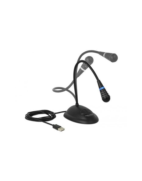 Delock USB Gooseneck Microphone with base and mute And on/off button 1.7m, Black (65871)