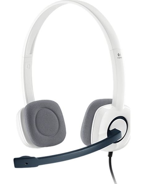Logitech H150 Dual Plug Computer Stereo Headset With In-Line Controls, White (981-000350)