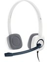 Logitech H150 Dual Plug Computer Stereo Headset With In-Line Controls, White (981-000350)