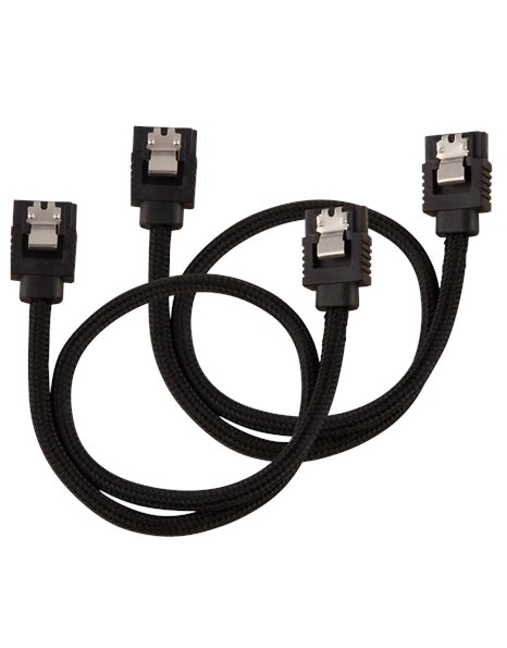 Corsair Premium Sleeved SATA 6Gbps Cable 0.3m, 2-Pack, Black (CC-8900248)