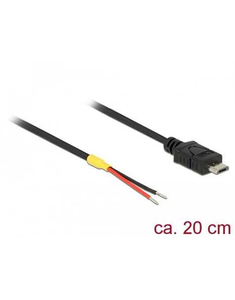 Delock Cable USB 2.0 Micro-B male to 2 x open wires power 20 cm Raspberry Pi (85541)